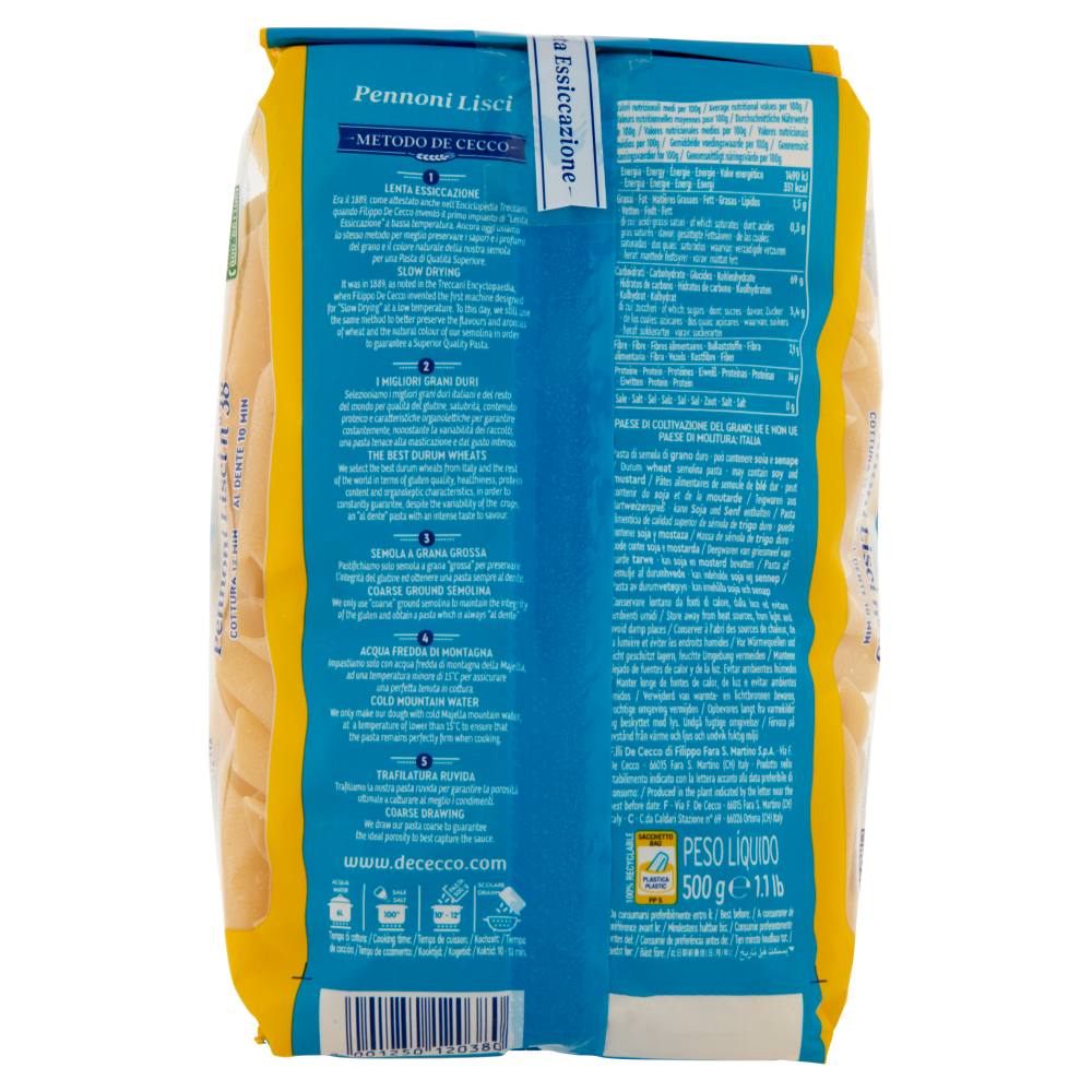 De Cecco Pennoni Lisci n&deg;38 500 g