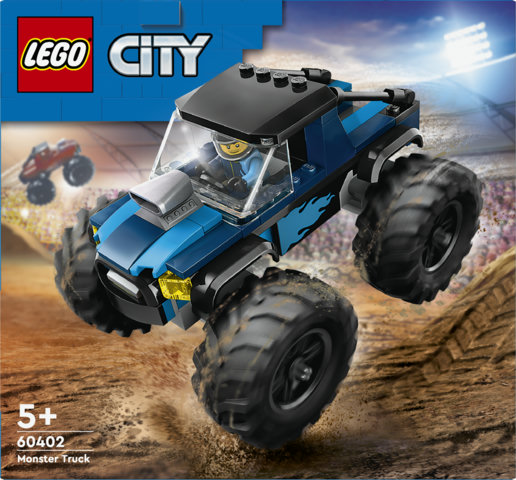 LEGO City 60402 Monster Truck Blu, Veicolo Giocattolo Fuoristrada, Giochi per Bambini di 5+ Anni con Minifigure del Pilota