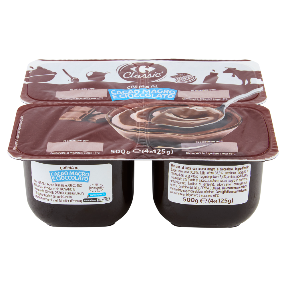Carrefour Classic Crema al Cacao Magro e Cioccolato 4 x 125 g
