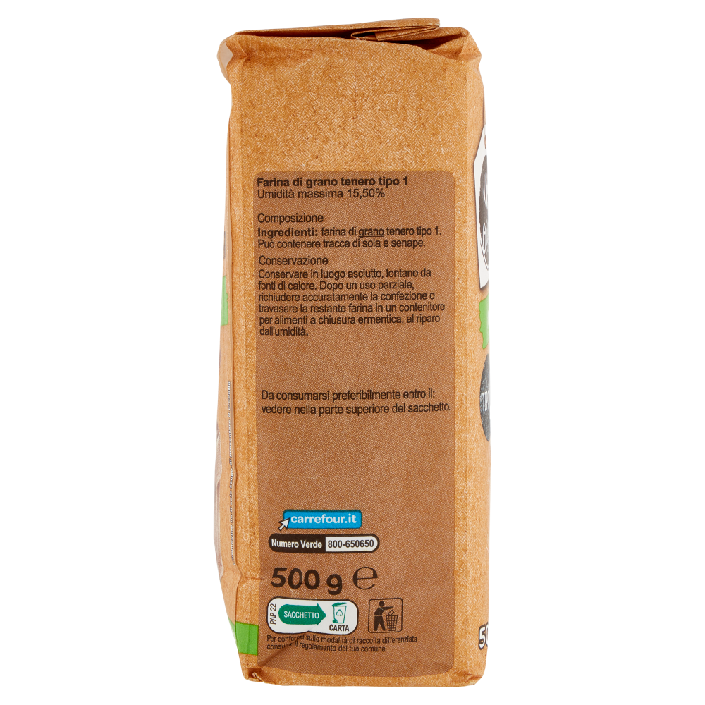 Carrefour Original Farina di Grano Tenero Tipo 1 macinata a pietra 500 g