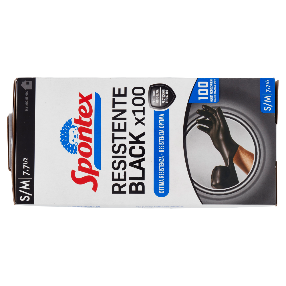 Spontex Guanti Usa&Getta Resistente Black x100 Taglia S/M