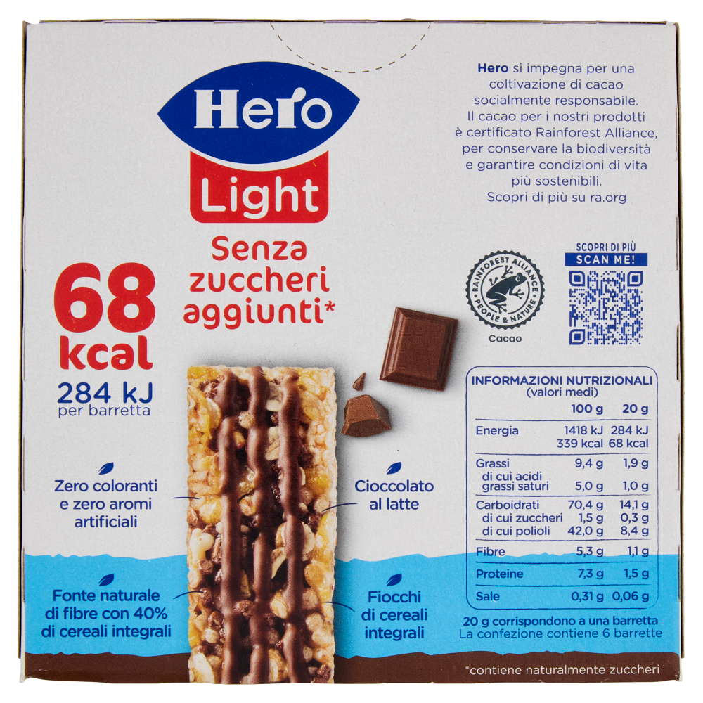 Hero Light Barrette Cioccolato 6 x 20 g