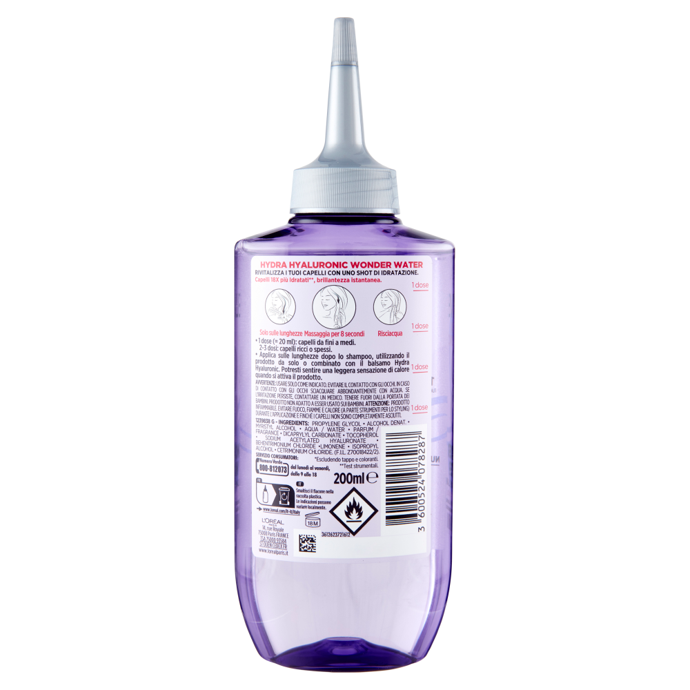 L'Oréal Paris Elvive Hydra Hyaluronic Wonder Water Balsamo Lamellare Per Capelli Disidratati, 200 ml