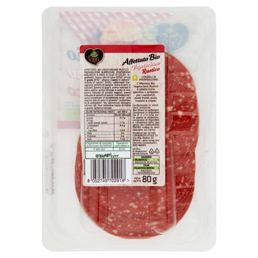 io VEG Affettato Vegetariano Rustico 80 g