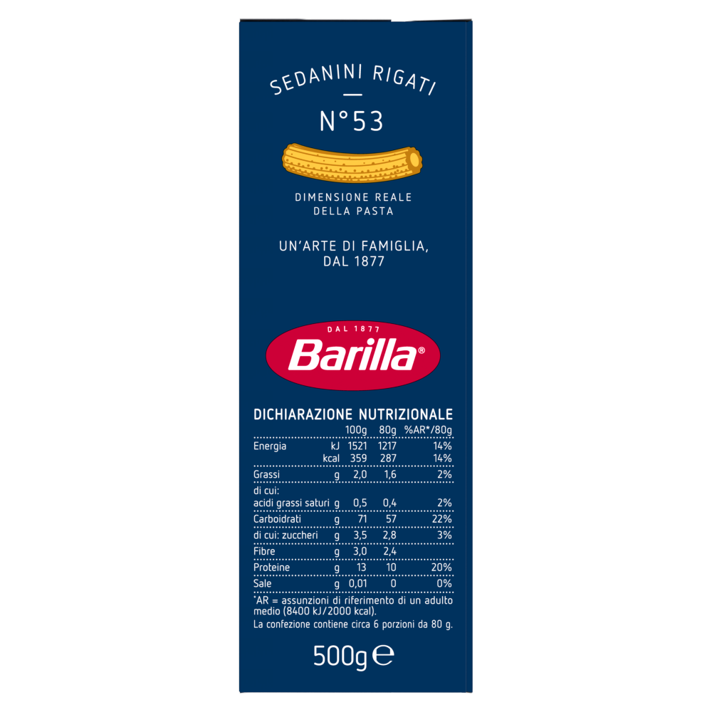 Barilla Pasta Sedanini Rigati n.53 500g