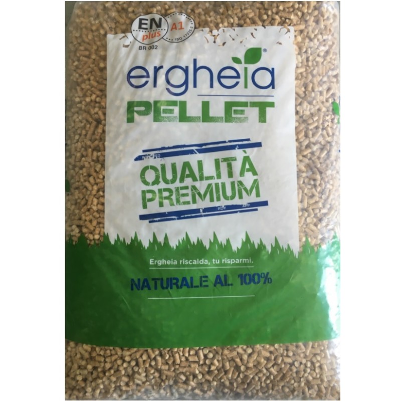 Ergheia Pellet Enplus A1 Qualit&agrave; Premium 100% Abete Sacco Da 15 Kg