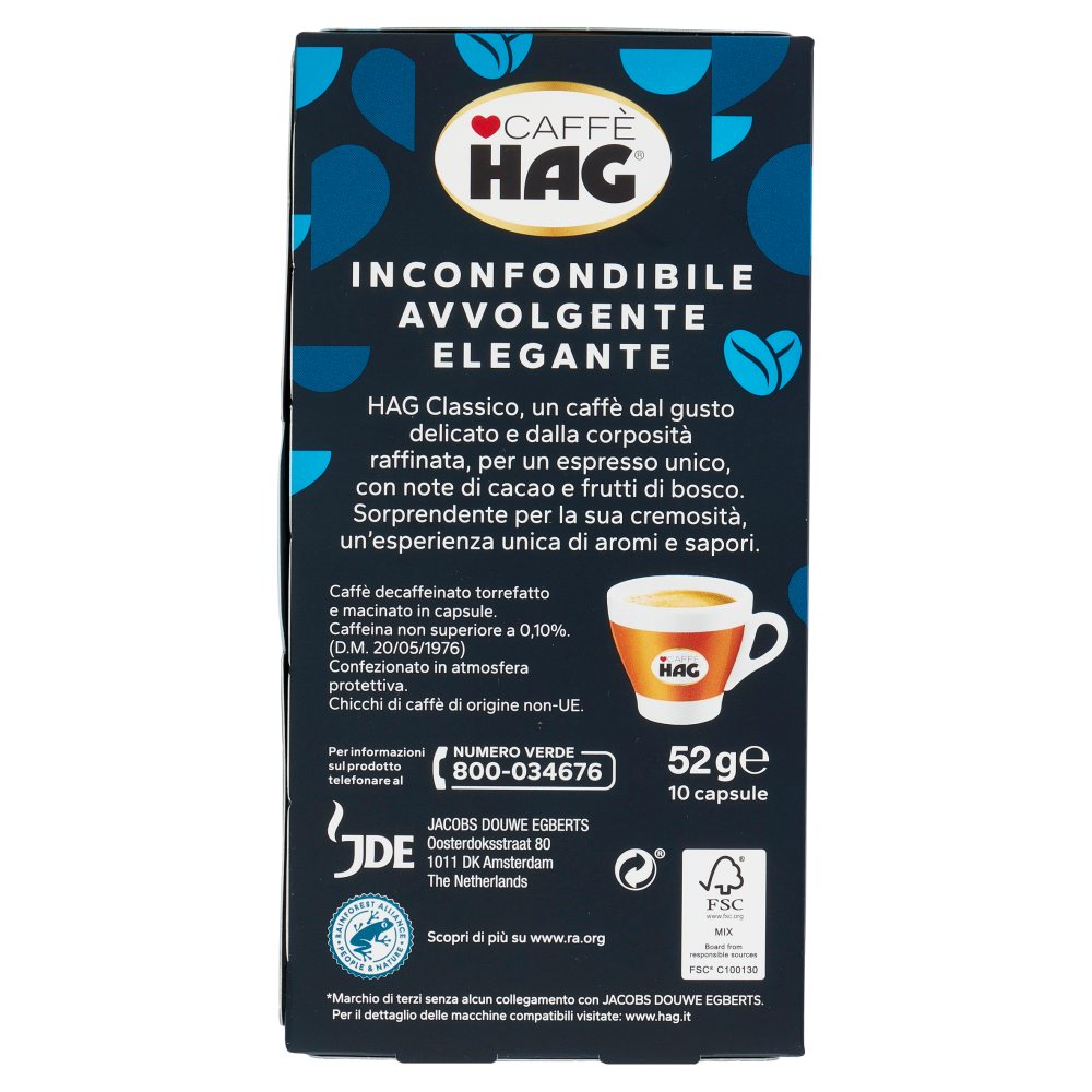 Caffè HAG  Classico 6- 10 Capsule Caffè Compatibili con Macchine Nespresso*® Original 52g