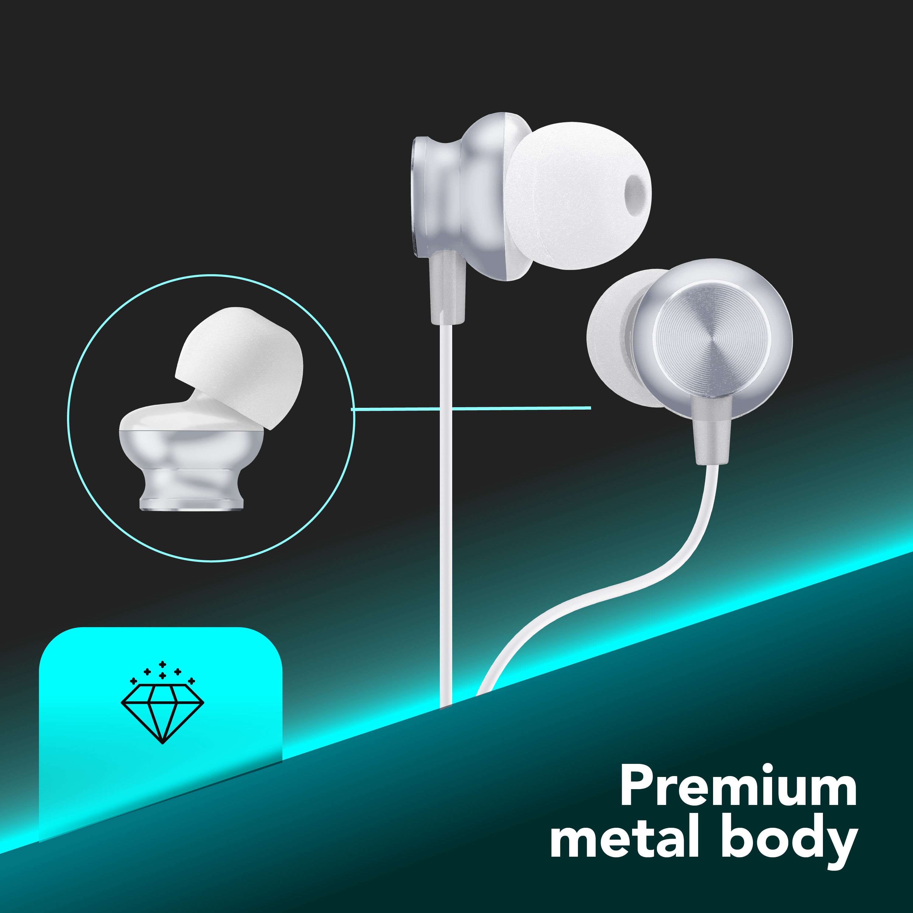 Cellularline SPARROW Auricolari in-ear con finiture metalliche, remote control e connettore USB-C