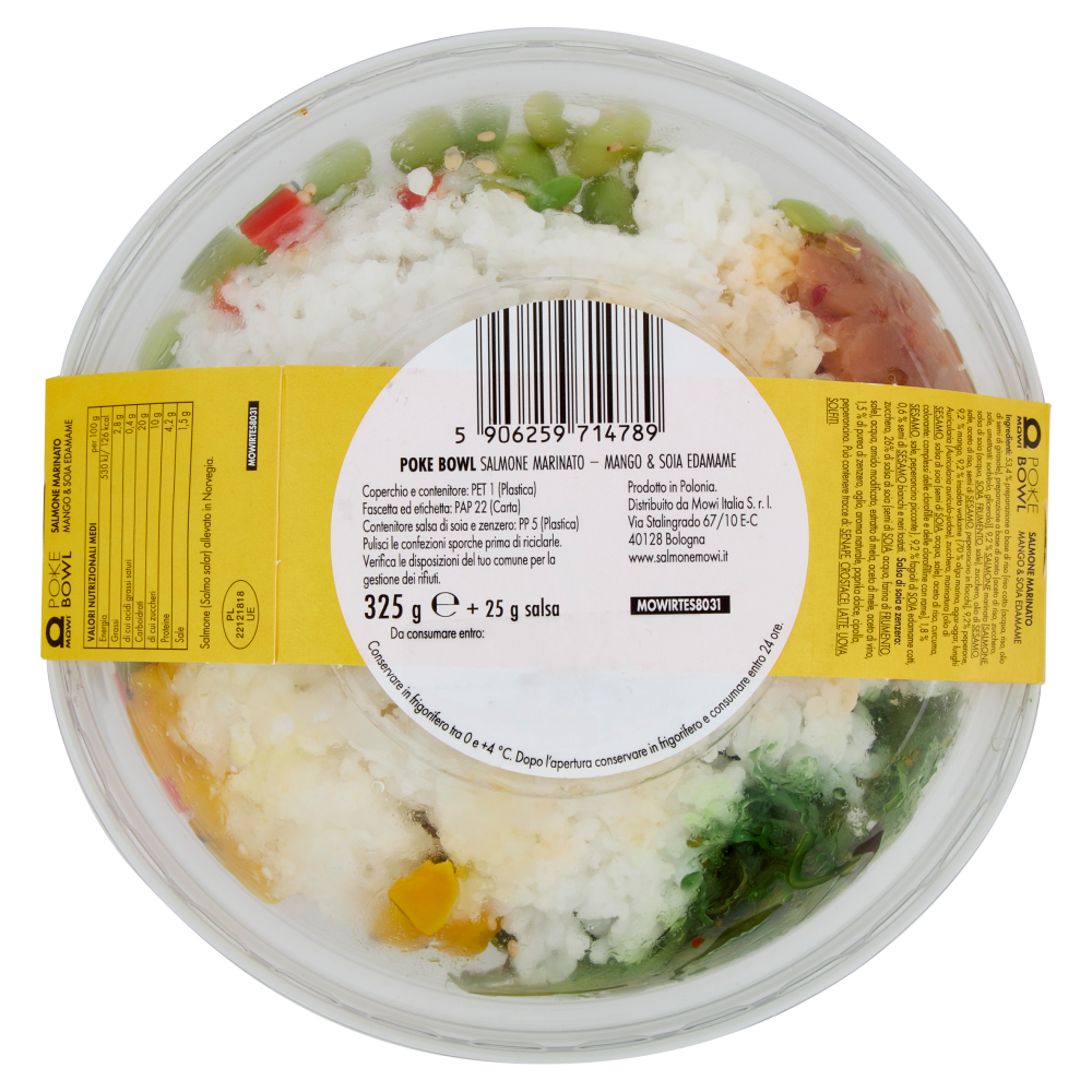 Mowi Poke Bowl Salmone Marinato Mango & Soia Edamame 325 g + 25 d salsa