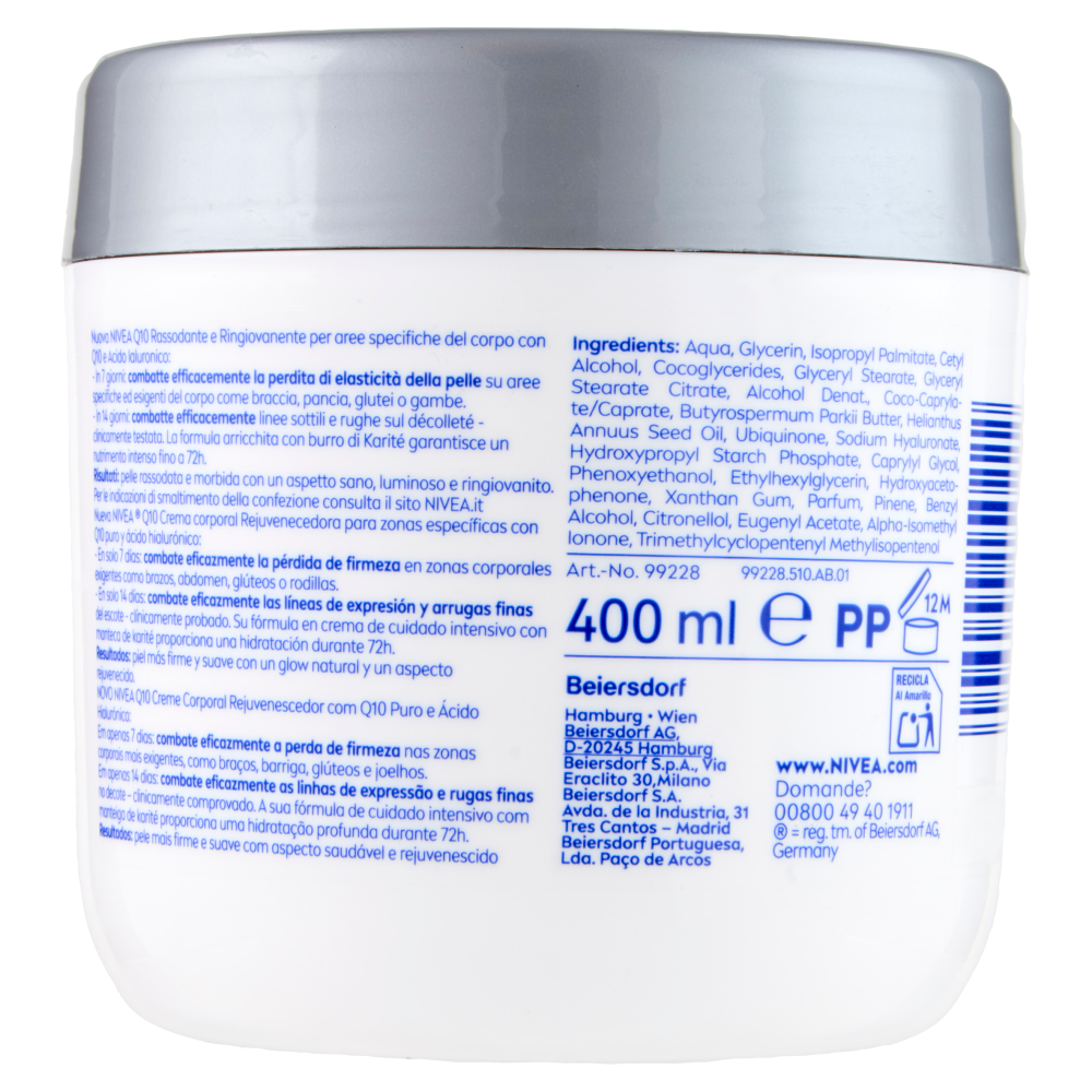 Nivea Q10 Rassodante + Ringiovanente Crema per aree specifiche 400 ml