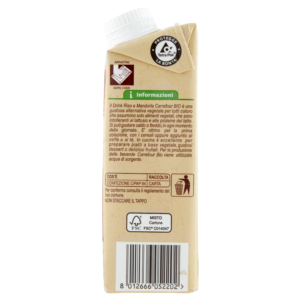Carrefour Bio Drink Riso e Mandorla 250 ml
