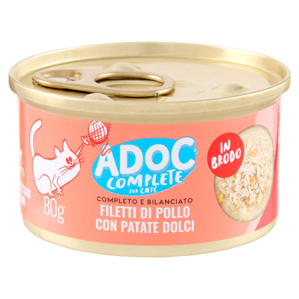ADoC Complete For Cats Filetti di Pollo con Patate Dolci in Brodo 80 g