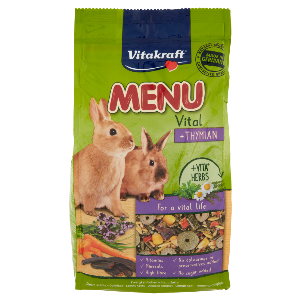 Vitakraft Menu Vital +Thymian Conigli nani - Alimento completo 1 kg