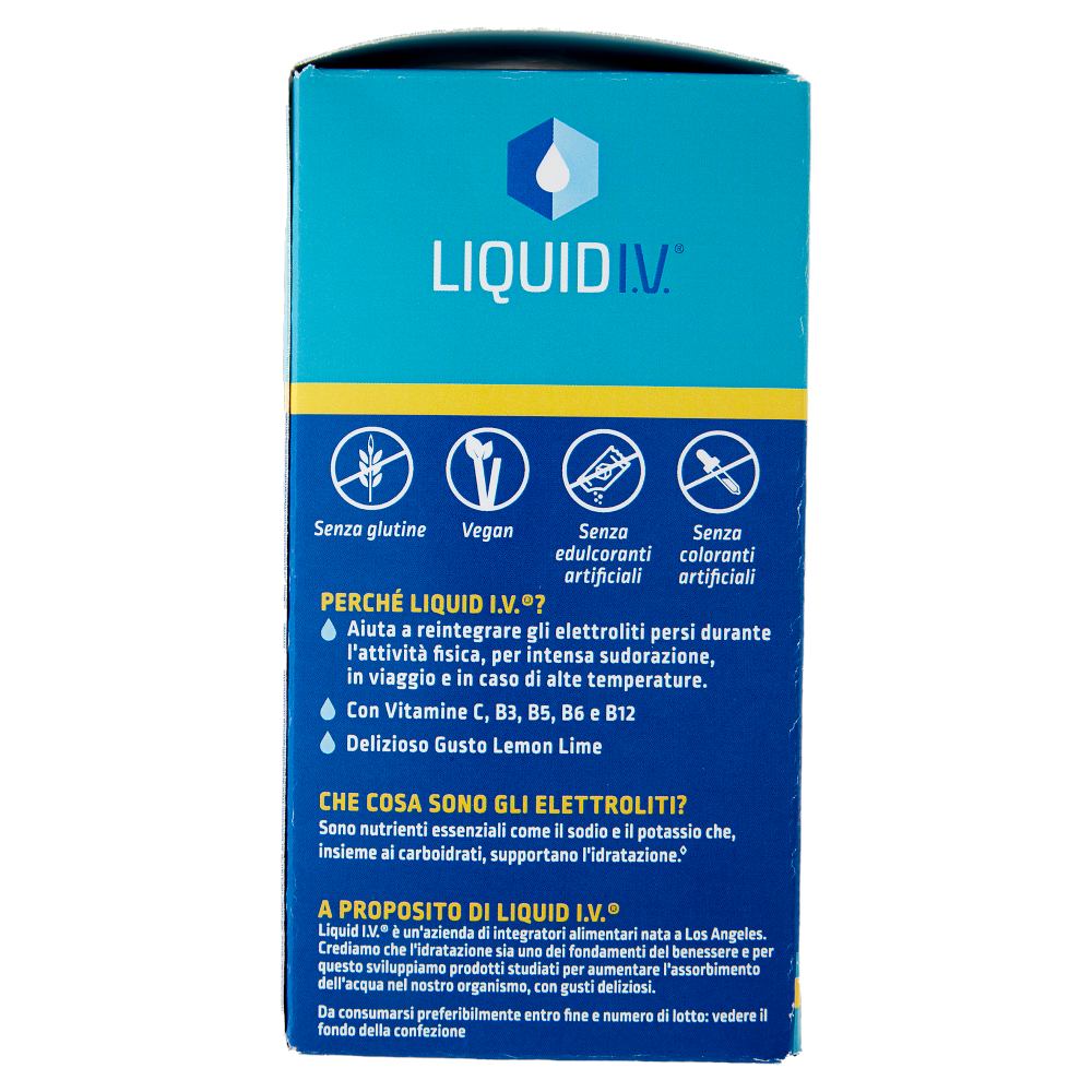Liquid I.V. Hydration Multiplier Mix di Carboidrati ed Elettroliti in Polvere Lemon Lime 10 x 16 g