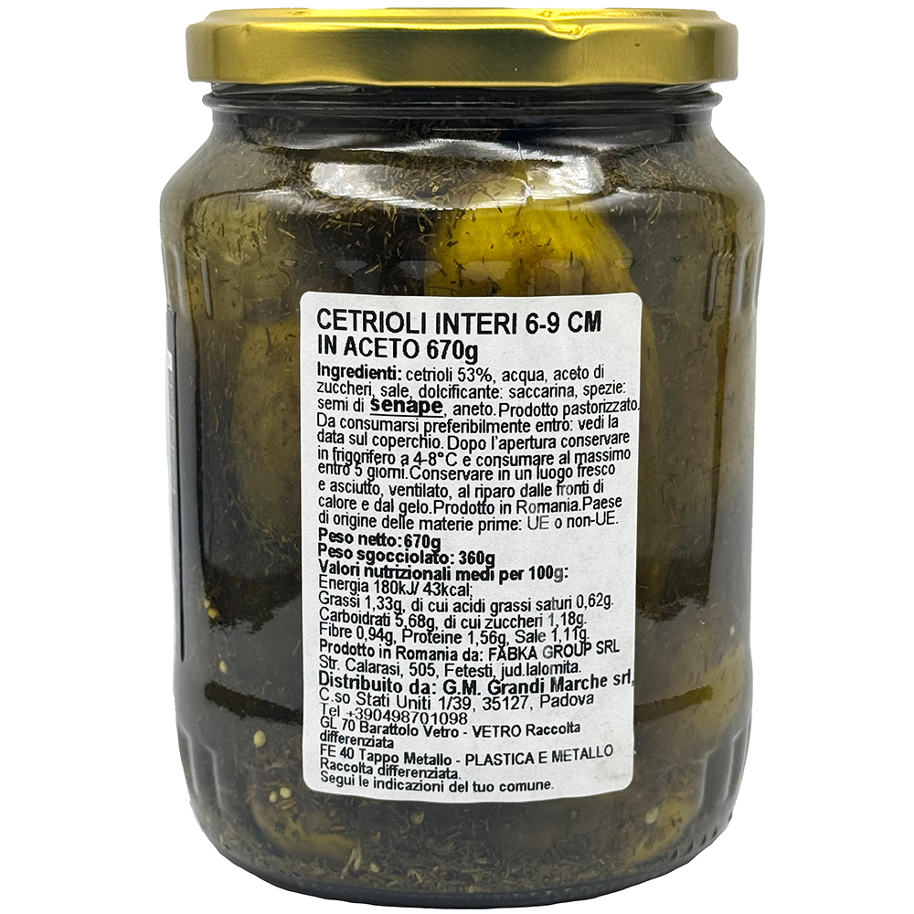 CETRIOLI IN ACETO 670g