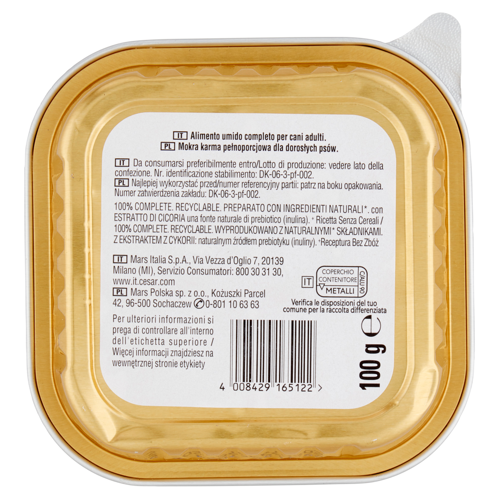 Cesar Natural Goodness Casserole Cibo Umido Cane con Pollo Zucchine Mirtilli e Erbe 100 g