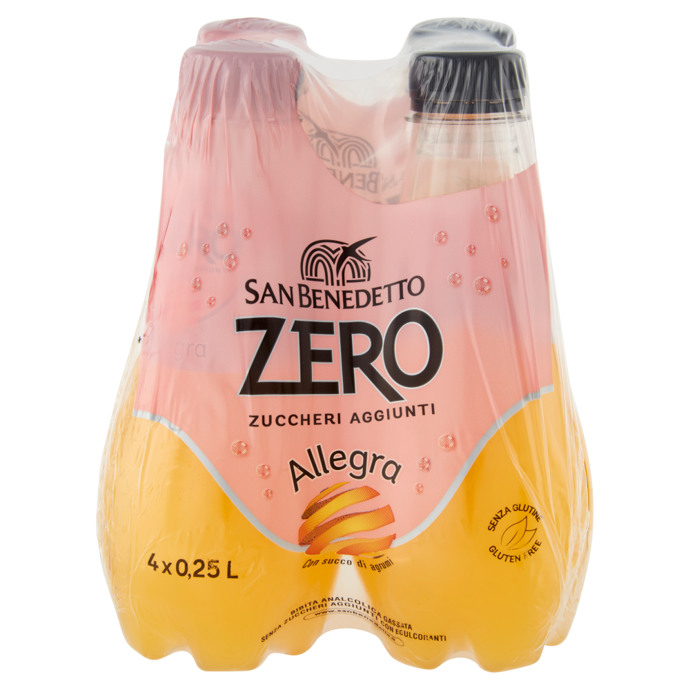 San Benedetto Allegra Zero con succo d'agrumi 0,25 L x4