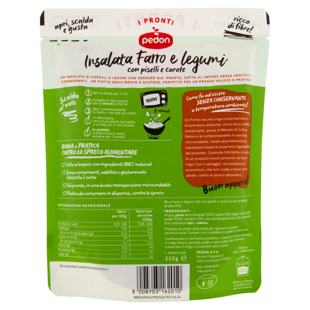 pedon I Pronti Insalata Farro e legumi 220 g