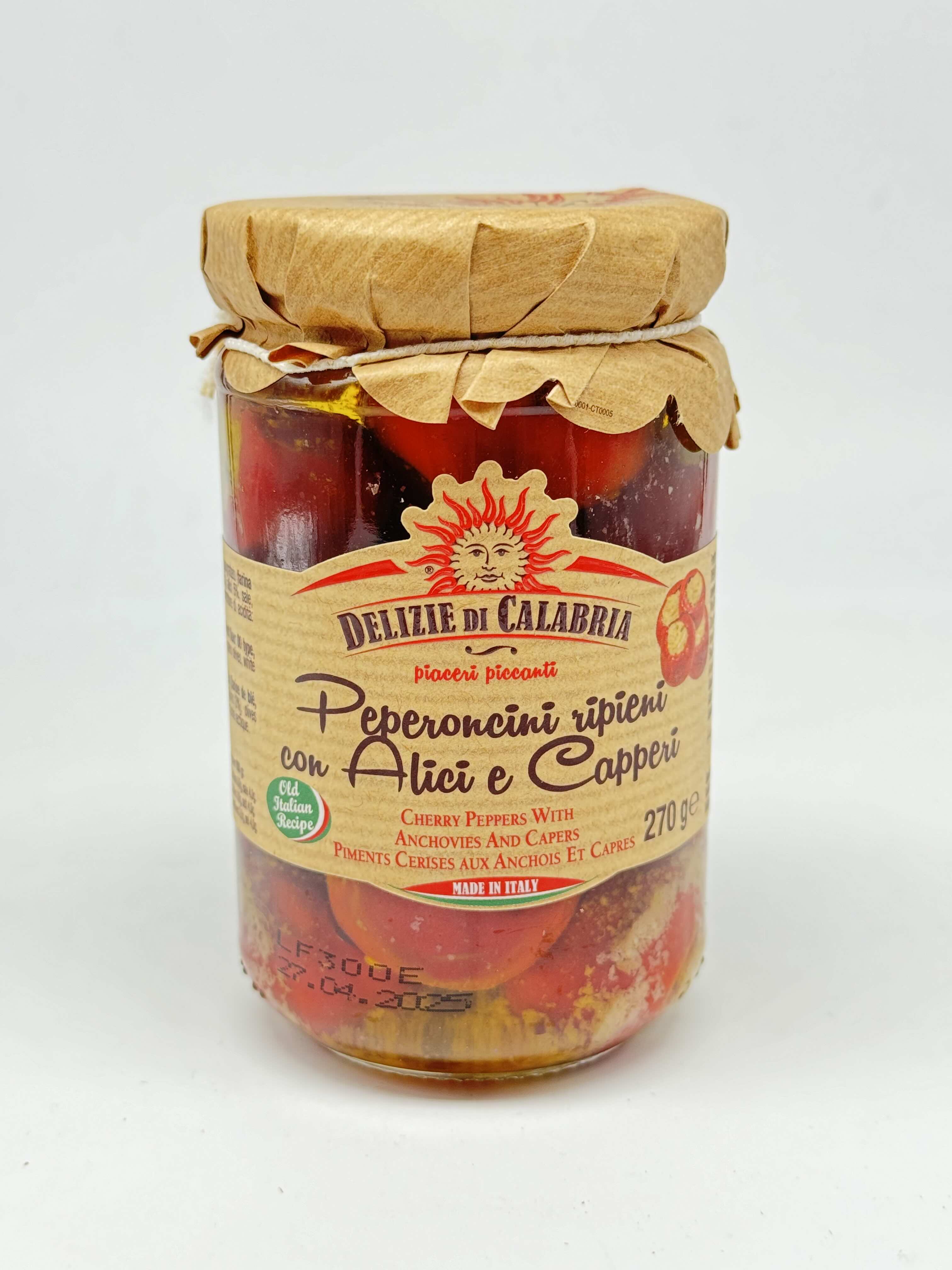 Peperoncini di Calabria ripieni alici e capperi 