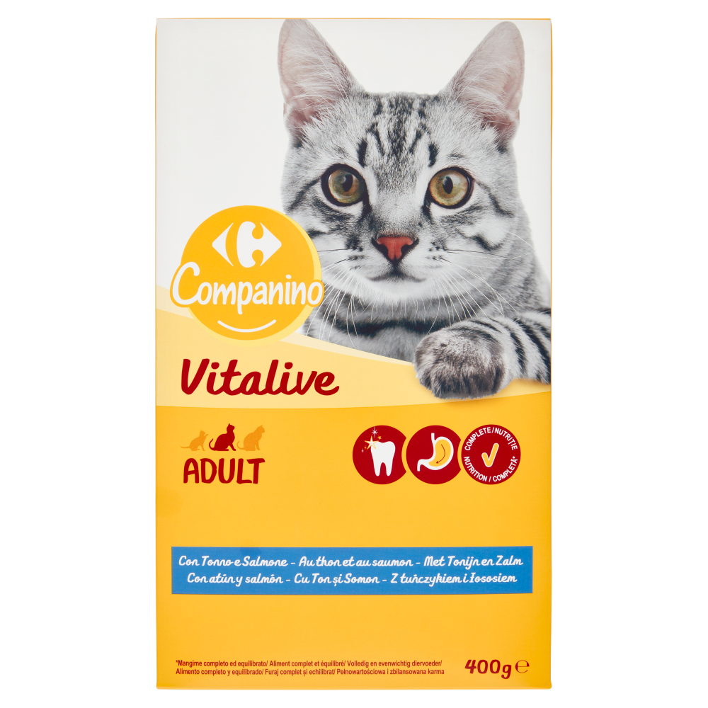 Carrefour Adult Croccantini con tonno e salmone per gatti 400 g