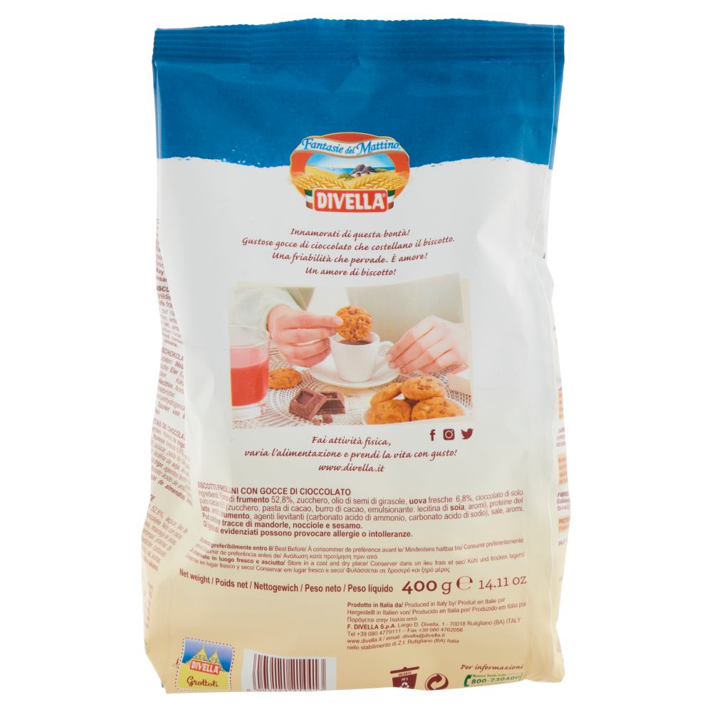 Divella Fantasie del Mattino Grottoli con gocce di cioccolato 400 g