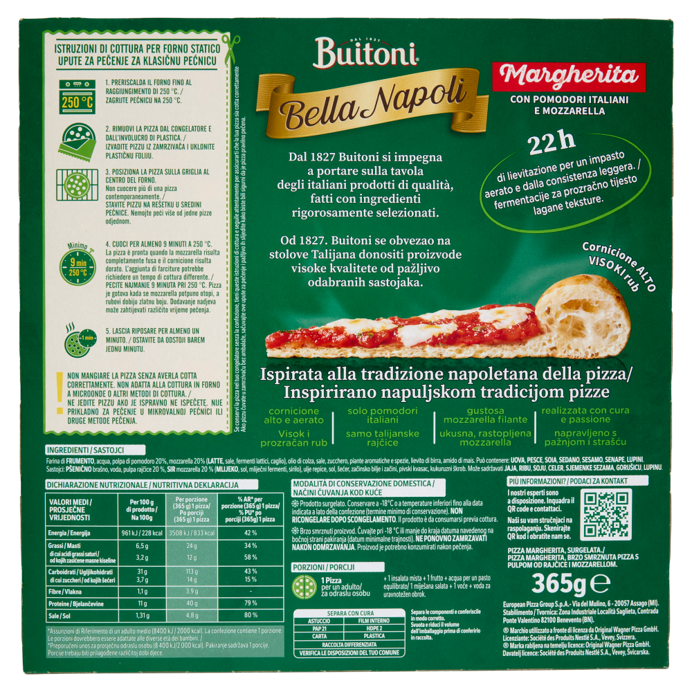 Buitoni Bella Napoli Margherita Pizza surgelata 365 g