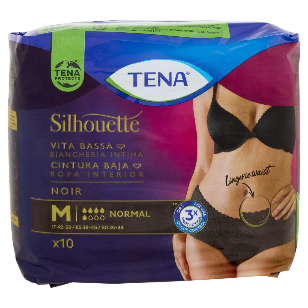 Tena Silhouette Vita Bassa Biancheria Intima Normal M Noir 10 pz