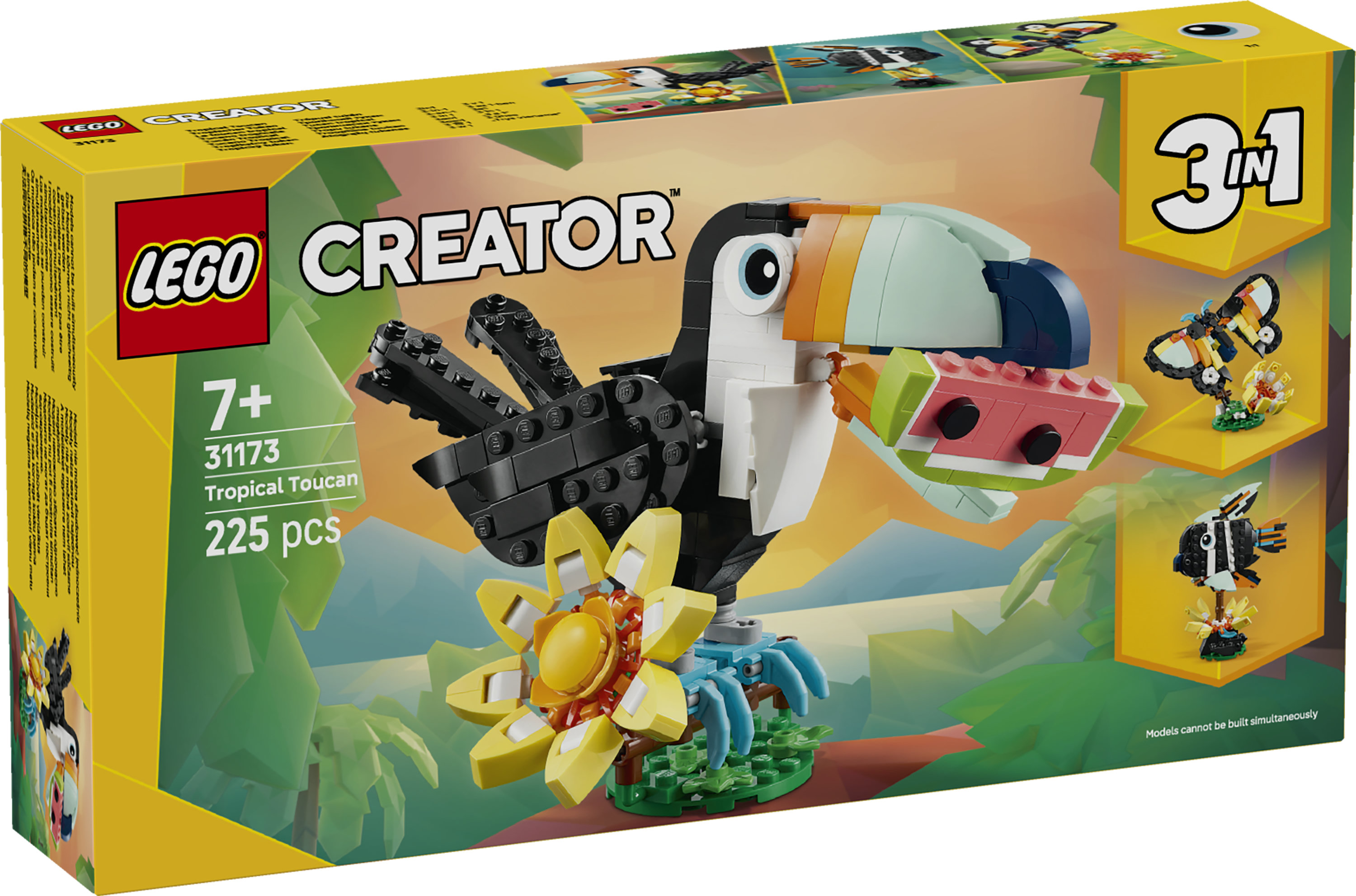 LEGO Creator 3in1 31173 Animali Selvatici: Tucano Tropicale, Animale Giocattolo Trasformabile, Regalo Creativo per Bambini 7+