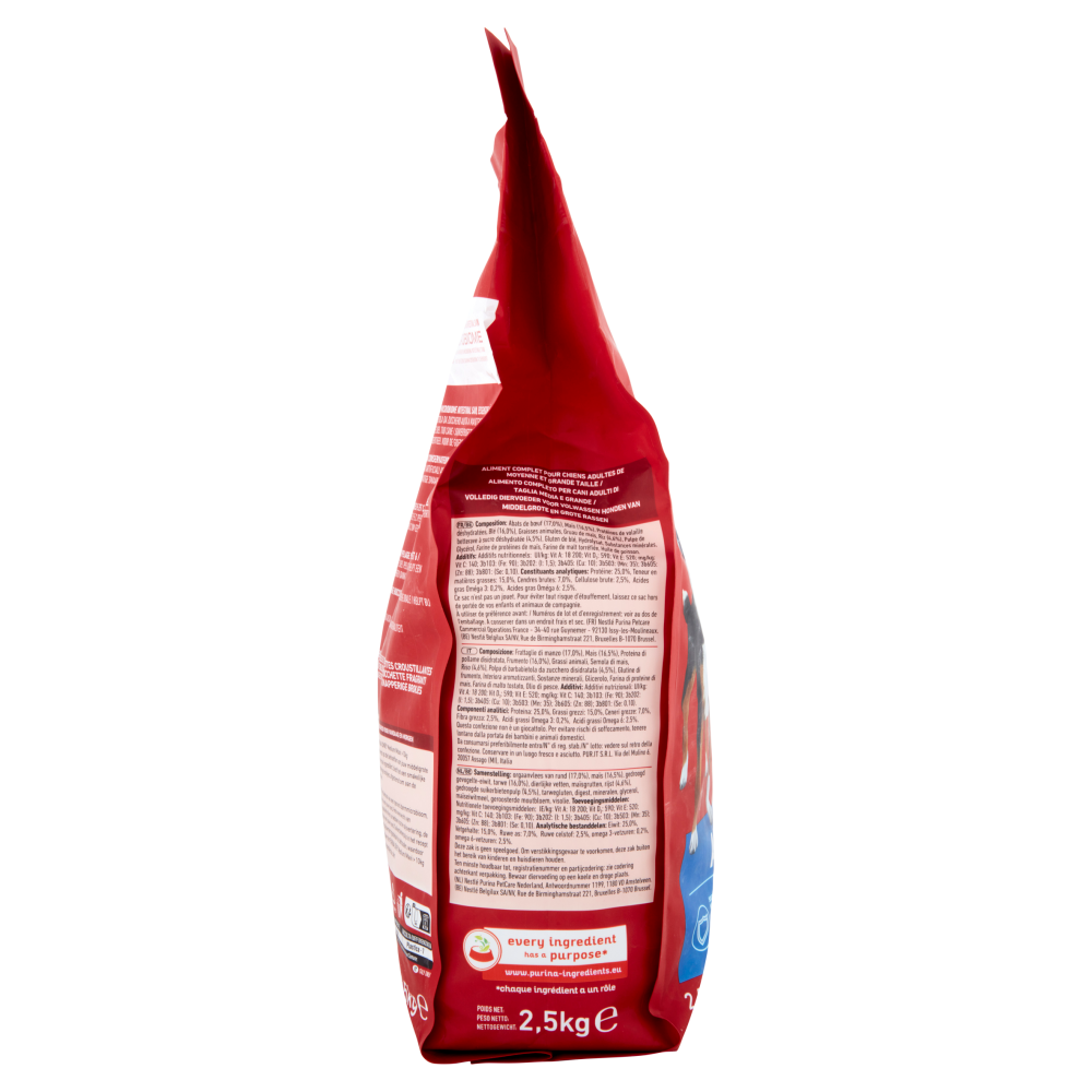 PURINA ONE Medium/Maxi Adult Ricco in Manzo con Riso 2,5 kg