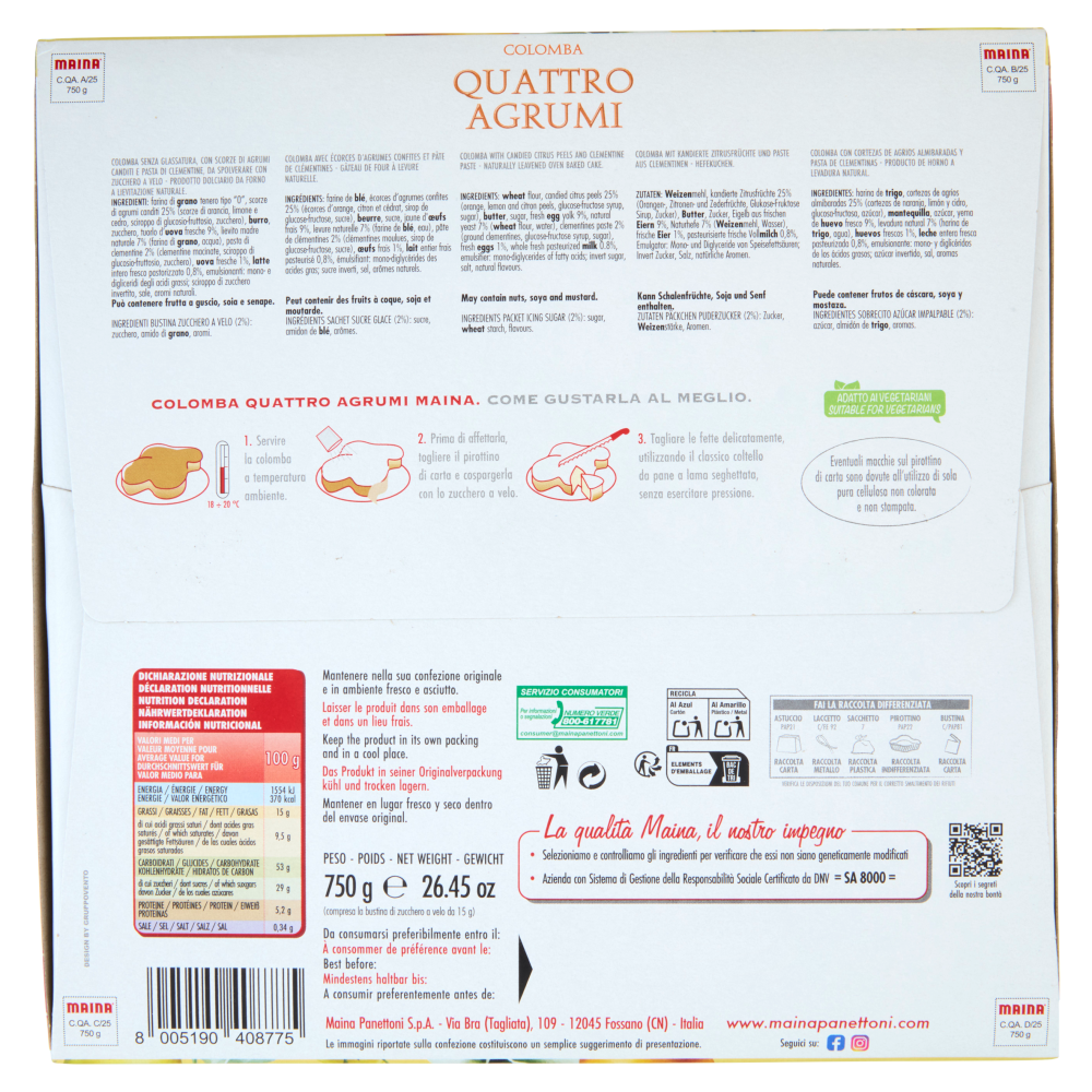 Maina Colomba Quattro Agrumi 750 g