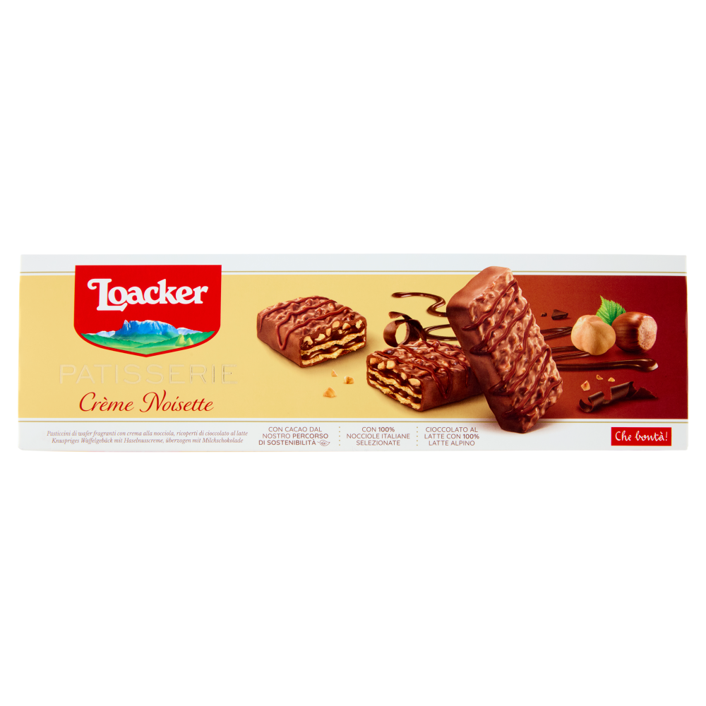 Loacker Patisserie Crème Noisette Wafer con crema alle Nocciole ricoperti di Cioccolato Wafers 100g