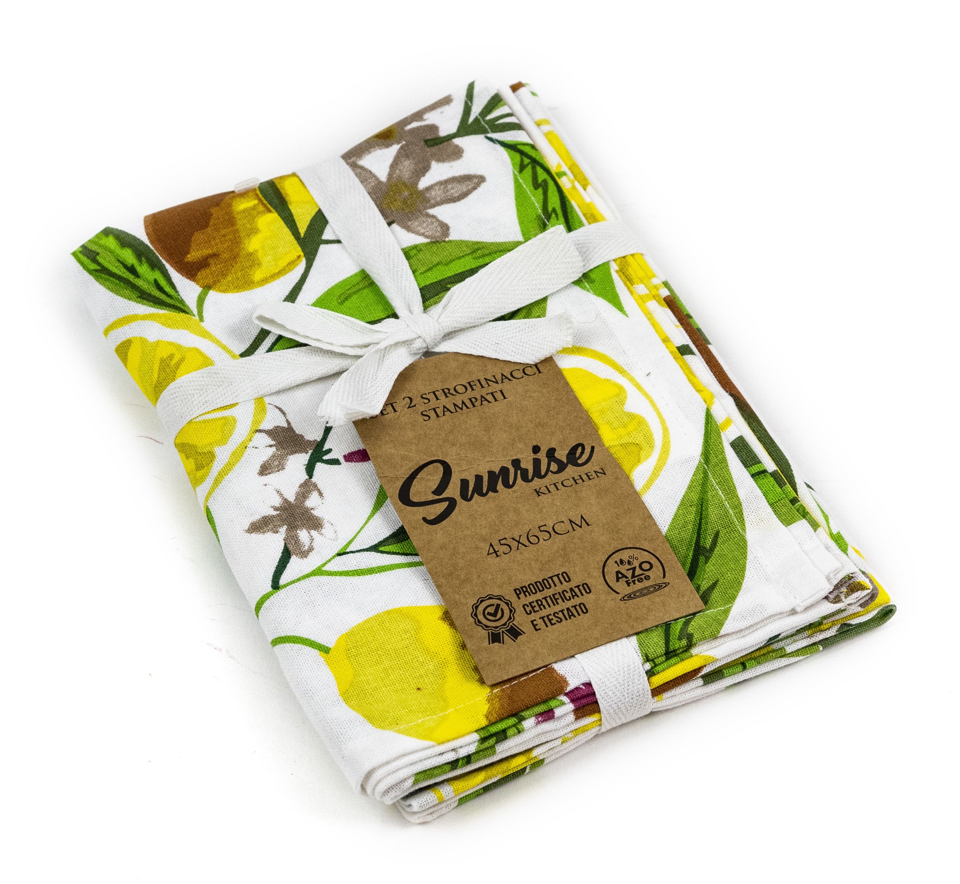 Sunrise Set 2 strofinacci, 100% cotone, fantasia lemon