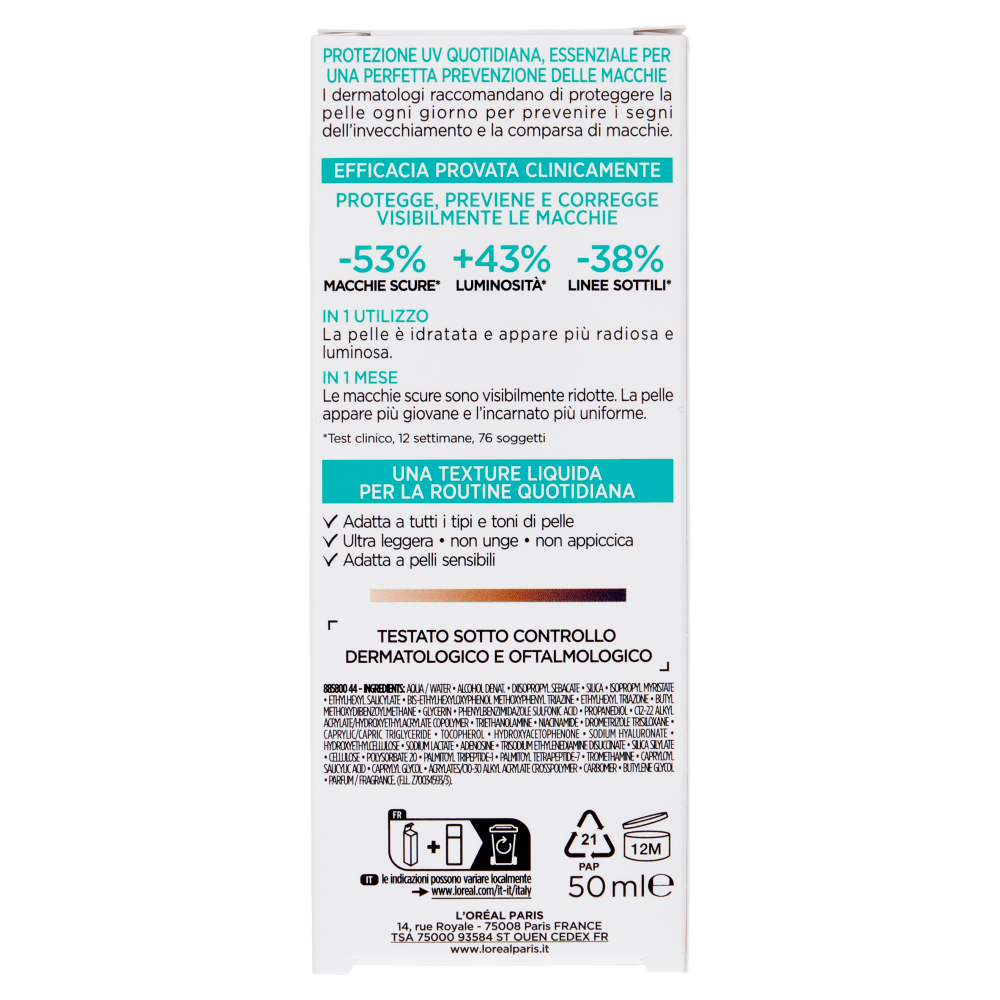 L'Oréal Paris Bright Reveal Fluido UV Anti-Macchie SPF 50+ 50 ml