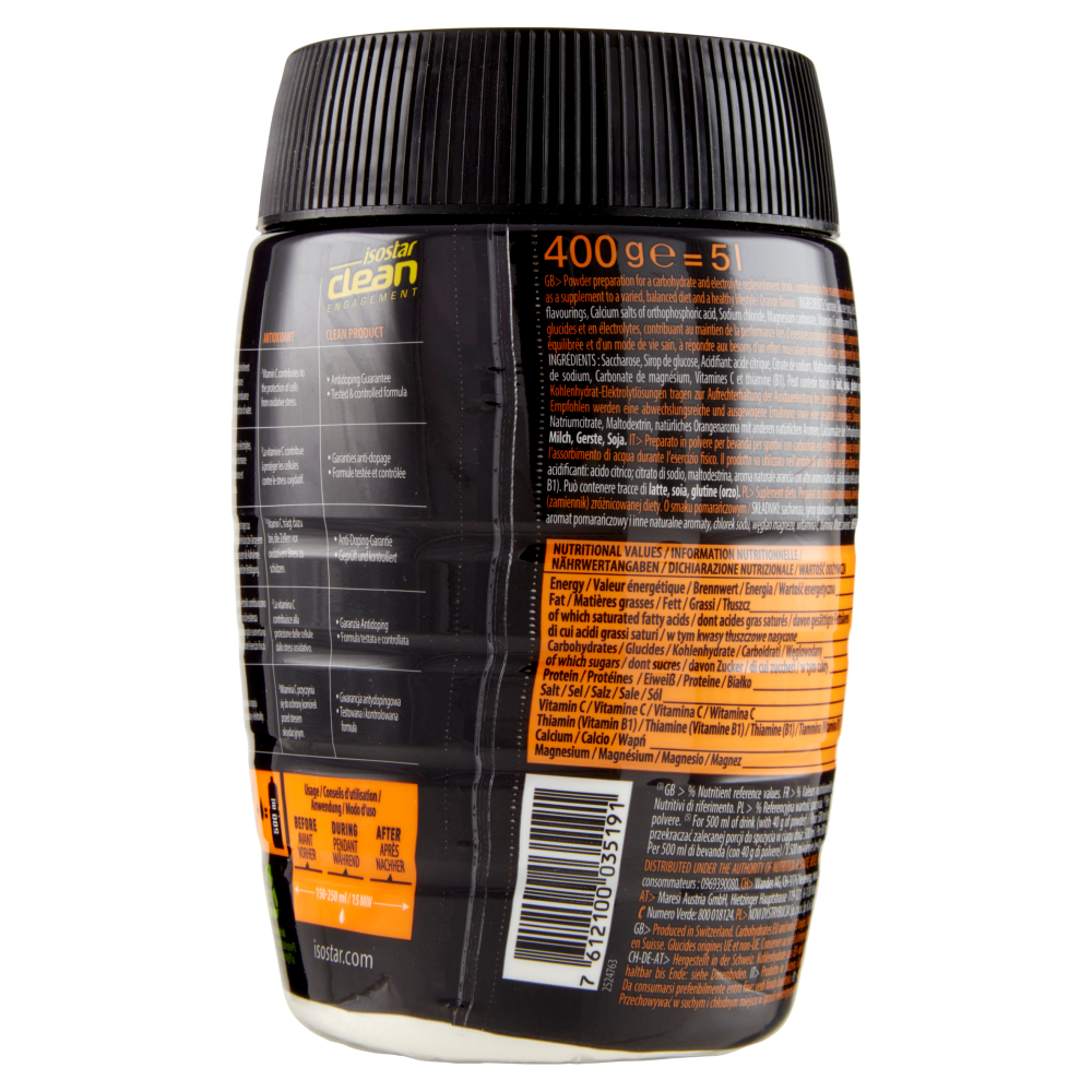 Isostad Hydrate & Perform, Preparato in polvere per bevanda isotonica sport, Gusto arancia 400 g