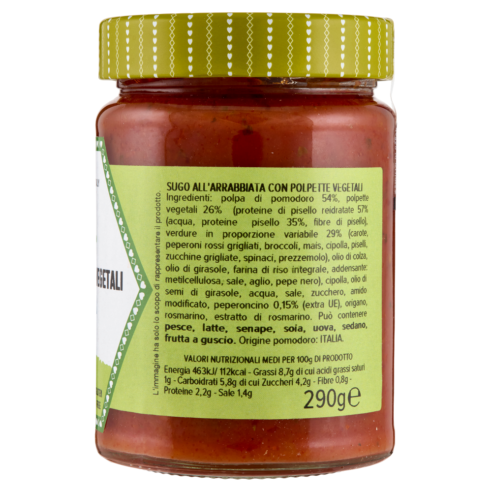 cascina San Cassiano Vegan Sugo con Polpette Vegetali Arrabbiata 290 g
