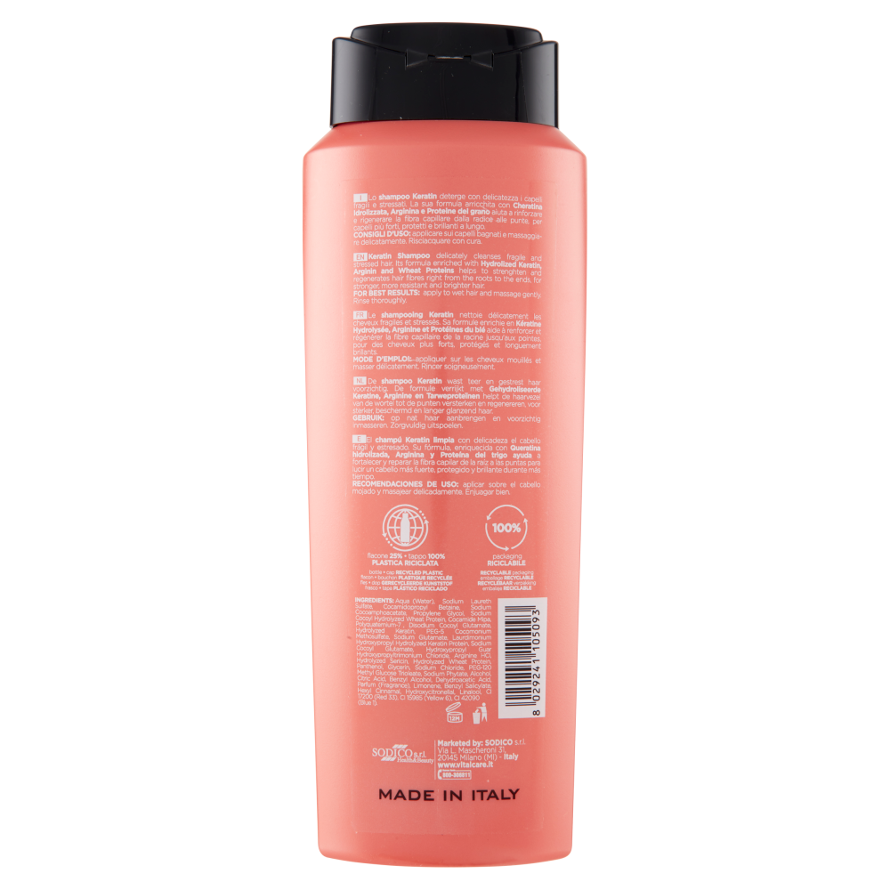 Vitalcare Professional Keratin Shampoo Rinforzante 500 ml