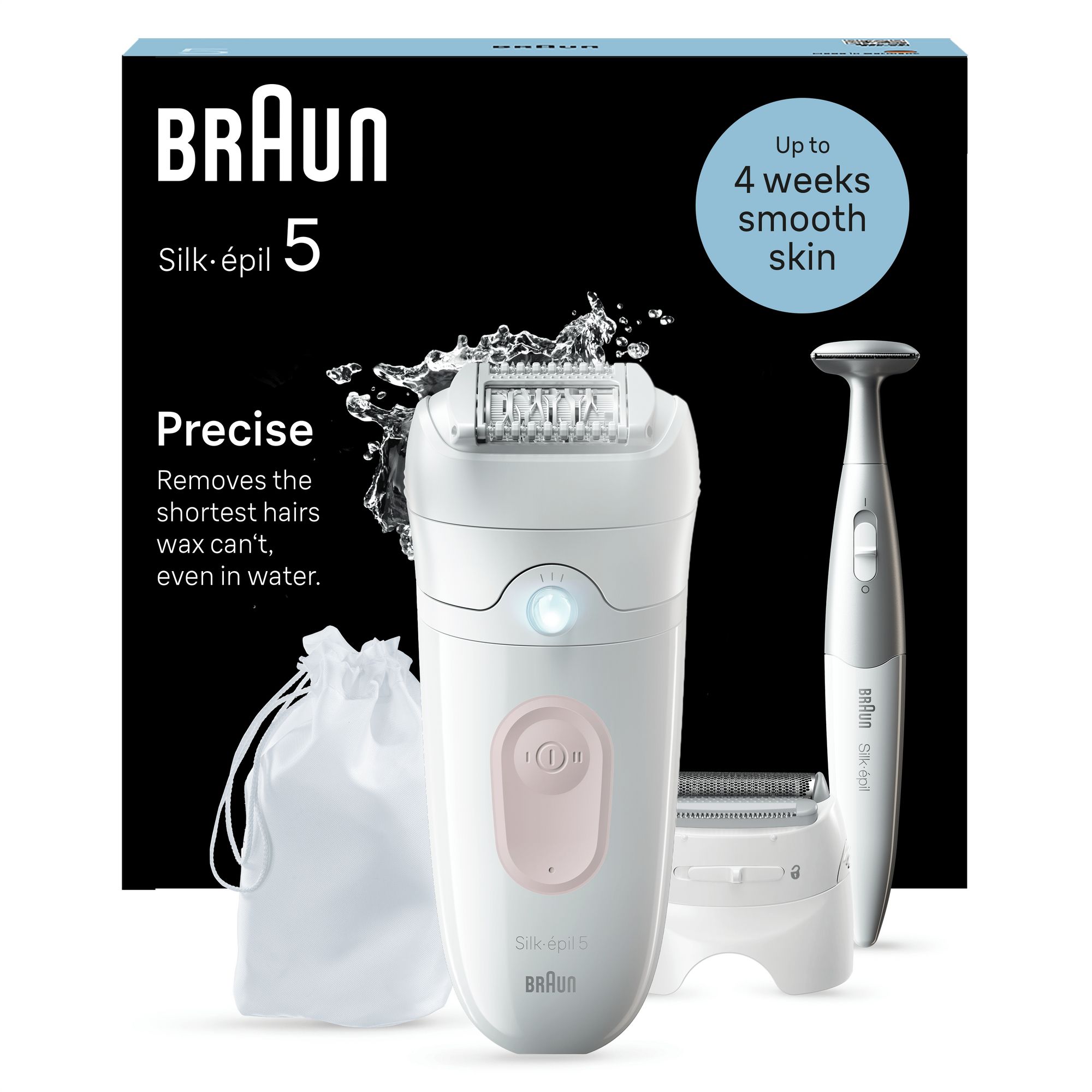 Braun Silk-&eacute;pil 5 5-230, Epilatore Elettrico Donna, Per Una Epilazione Semplice, Bianco/Rosa