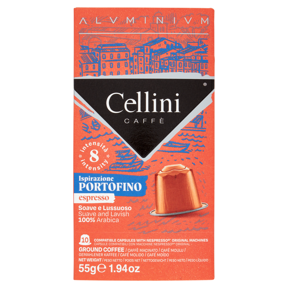 Cellini Caff&egrave; Aluminium Ispirazione Portofino espresso 10 Capsule Compatibili 55 g