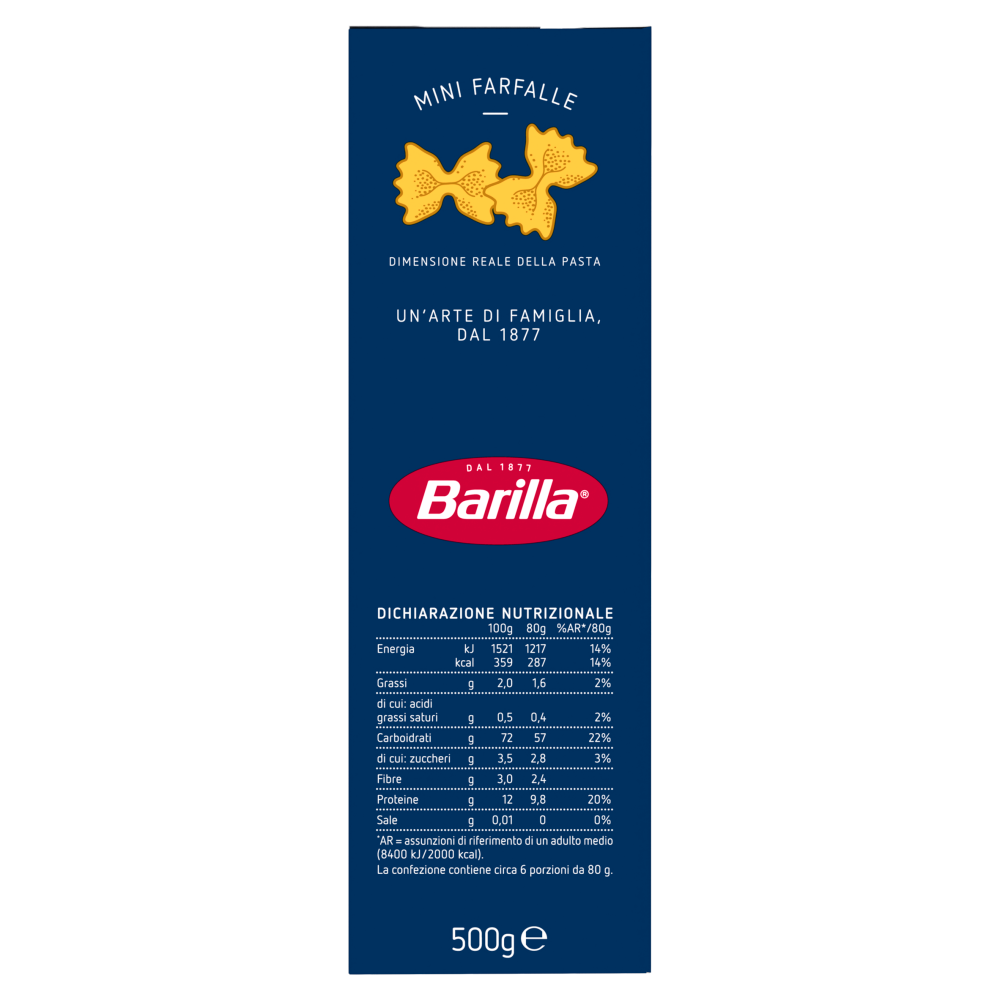 Barilla Pasta Piccolini Mini Farfalle 500g