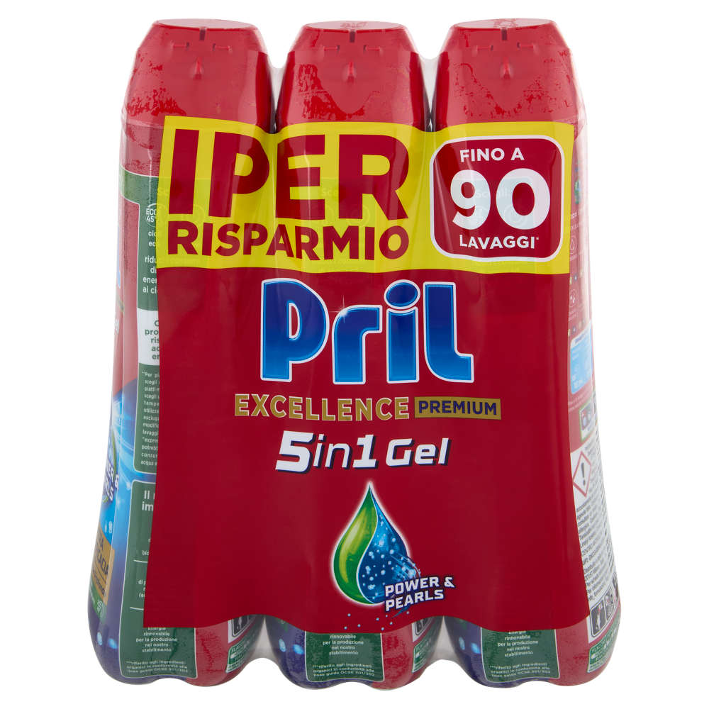 PRIL Excellence Premium 5in1 Gel Sciogli Grasso 3 x 540 mL