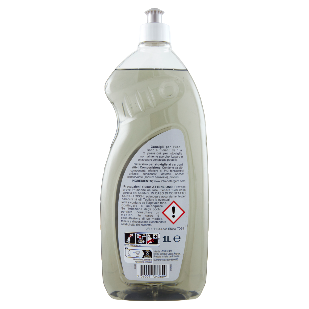 Carrefour Expert Carboni Attivi Detersivo per Stoviglie 1 L