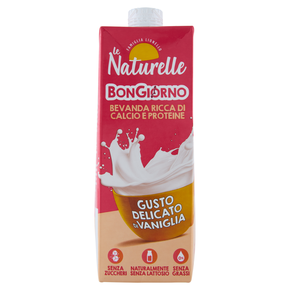 le Naturelle Bongiorno Bevanda Ricca di Calcio e Proteine Gusto Delicato di Vaniglia 1 L