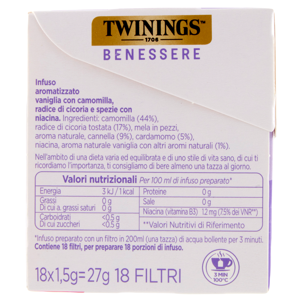 Twinings Benessere Coccole della Sera Infuso Aromatizzato 18 x 1,5 g