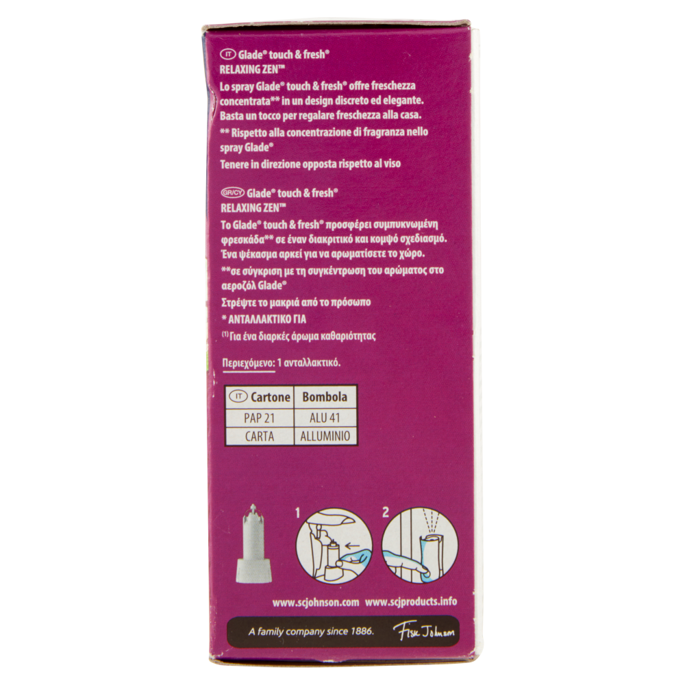 Glade Touch&Fresh Ricarica, Profumatore per Ambienti, Fragranza Relaxing Zen 10ml