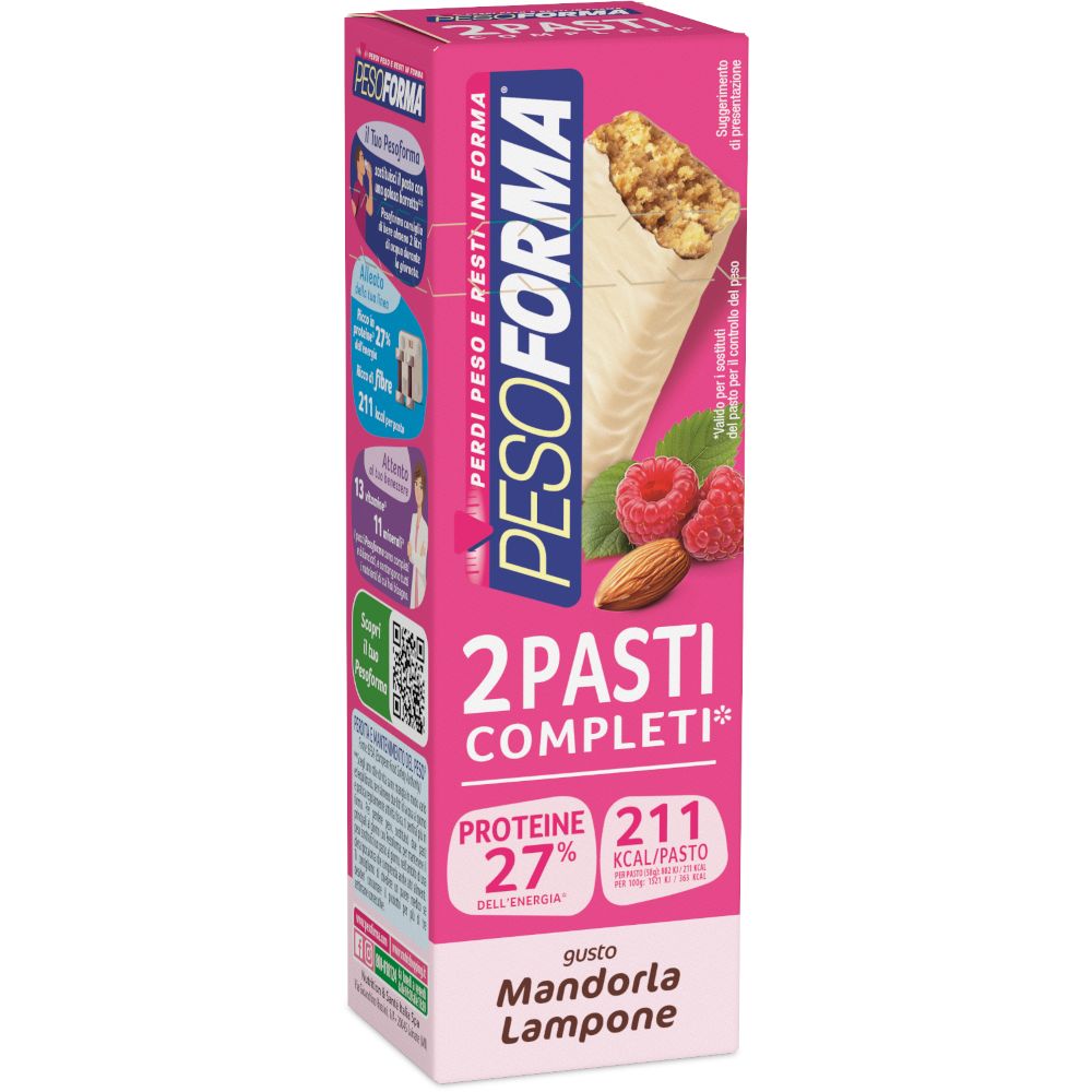 Pesoforma Barrette 2 pasti sostitutivi Mandorla Lampone, 2x58g