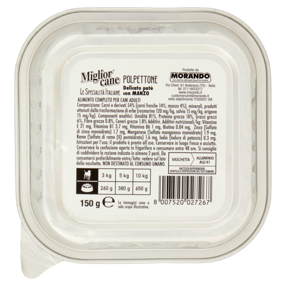 Migliorcane Le Specialità Italiane Polpettone con Manzo	150 G