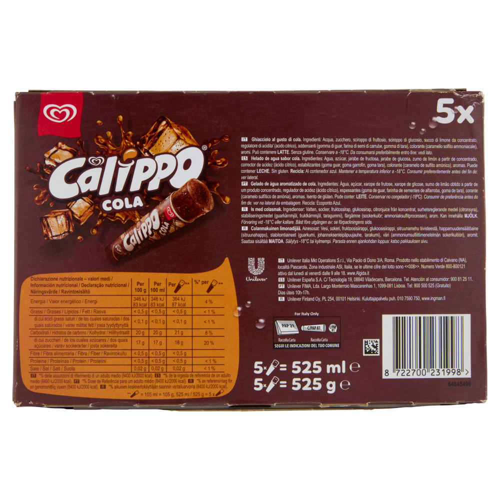 Algida Calippo Cola 5 gelati 525 g