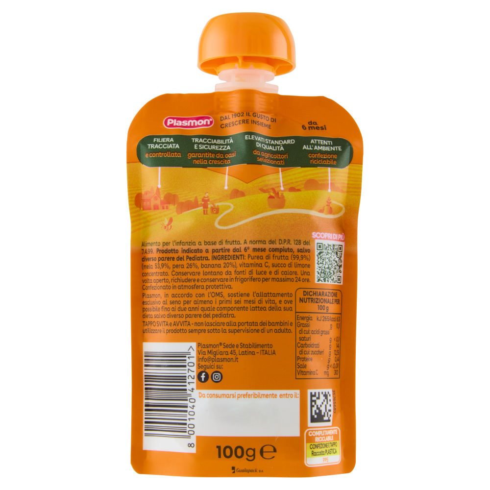 Plasmon il Frullato Mela, Pera, Banana 100 g