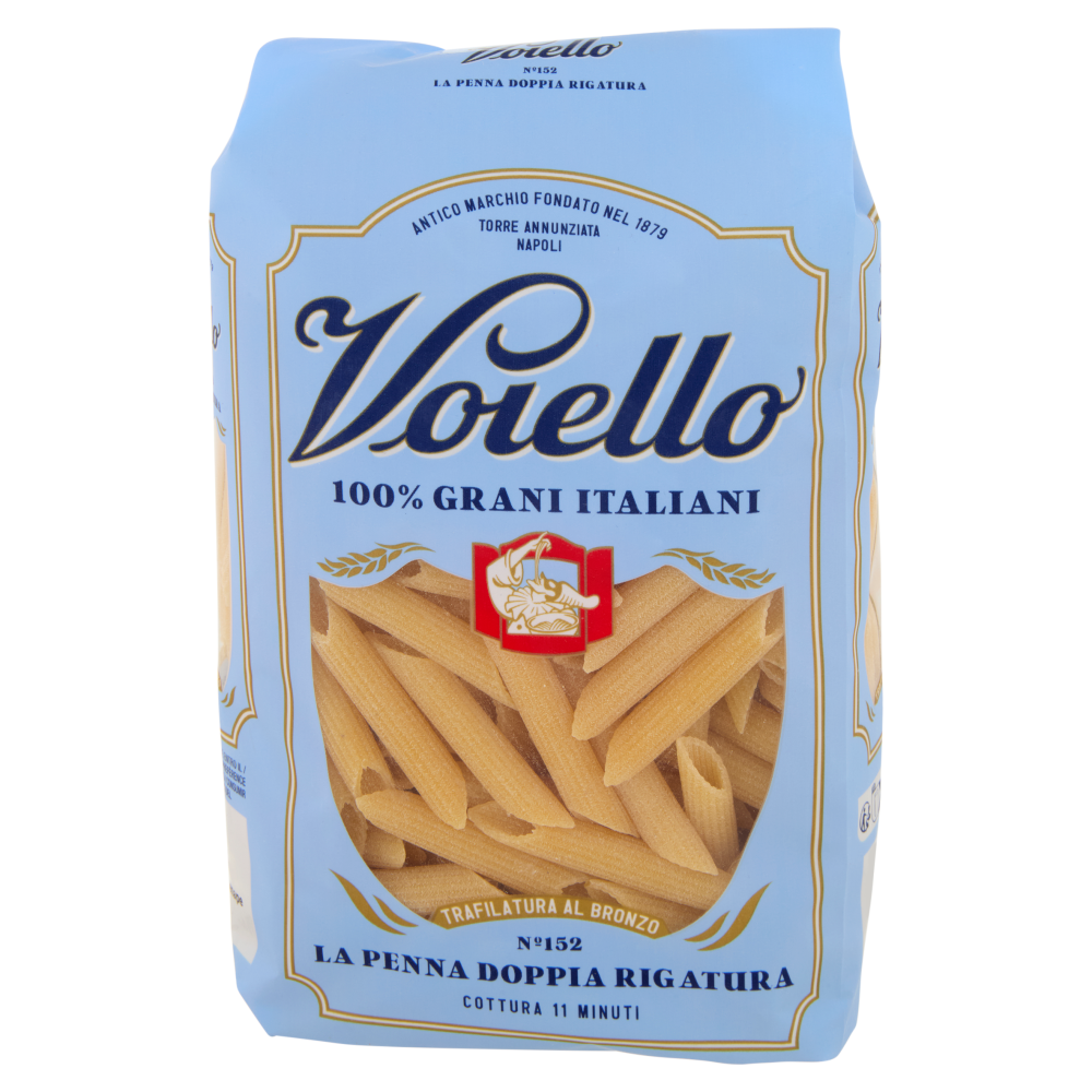 Voiello Pasta La Penna Doppia Rigatura N°152 grani 100% italiani Trafilata bronzo 500g