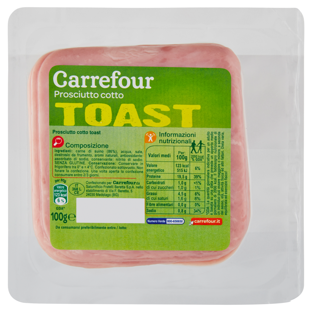 Carrefour Prosciutto cotto Toast 100 g